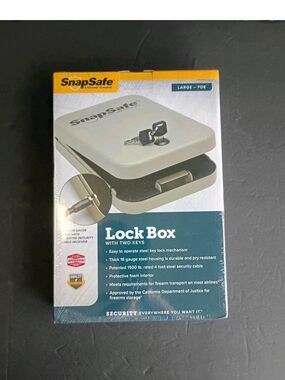 New SnapSafe Large Lock Box, 2 Keys, Thick 16 Gauge Steel, 1500 lb Rated, Easy!